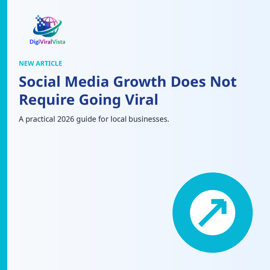 Illustration showing how local businesses can grow through consistent social media marketing in 2026.